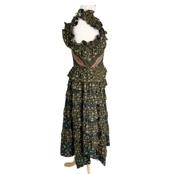 ULLA JOHNSON Nia asymmetric ruffled printed cotton poplin midi dress 8 NWT - Picture 6 of 12